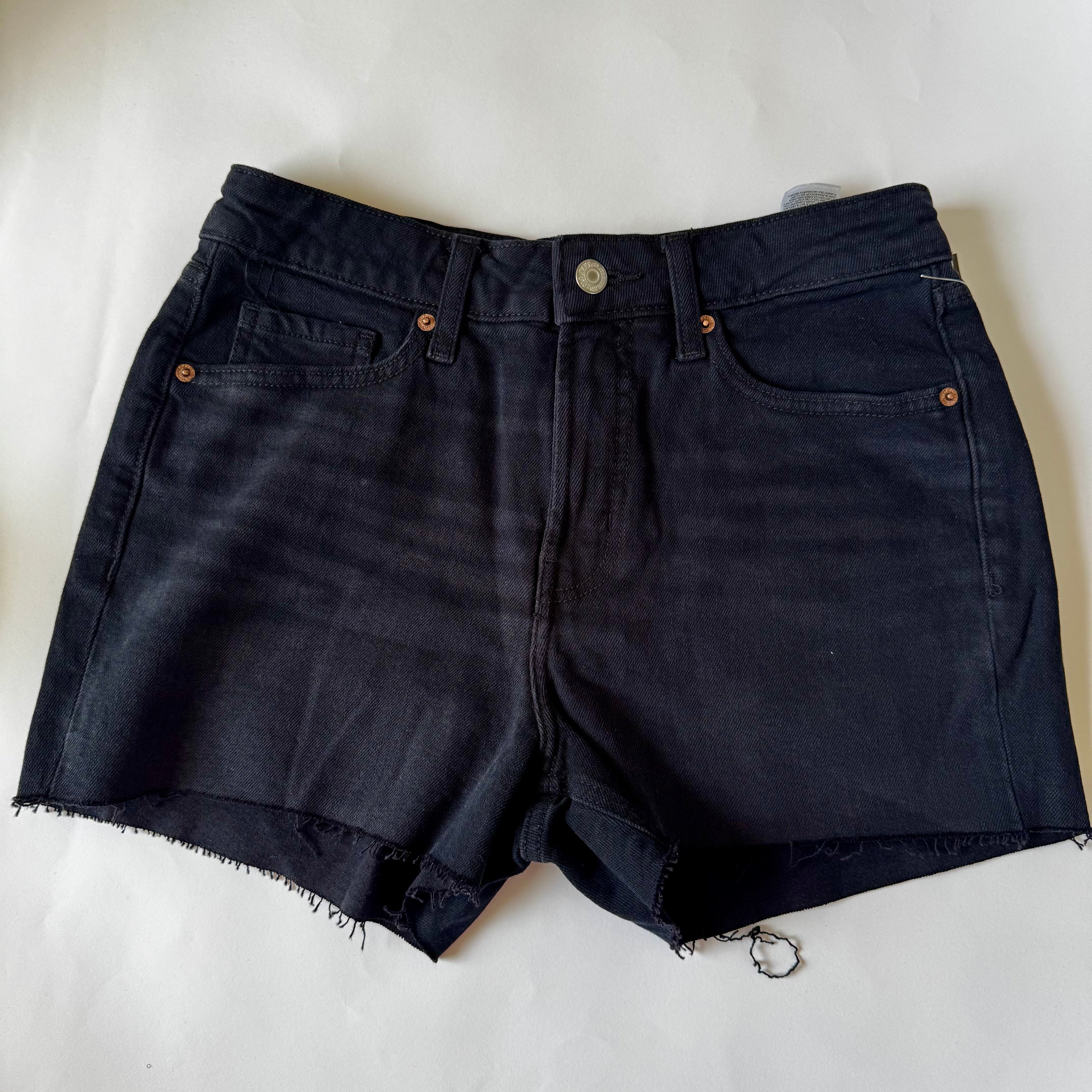 Old Navy Shorts Women's Size 4 ‘OG Straight’ High Rise Black Jean Denim Roll Hem