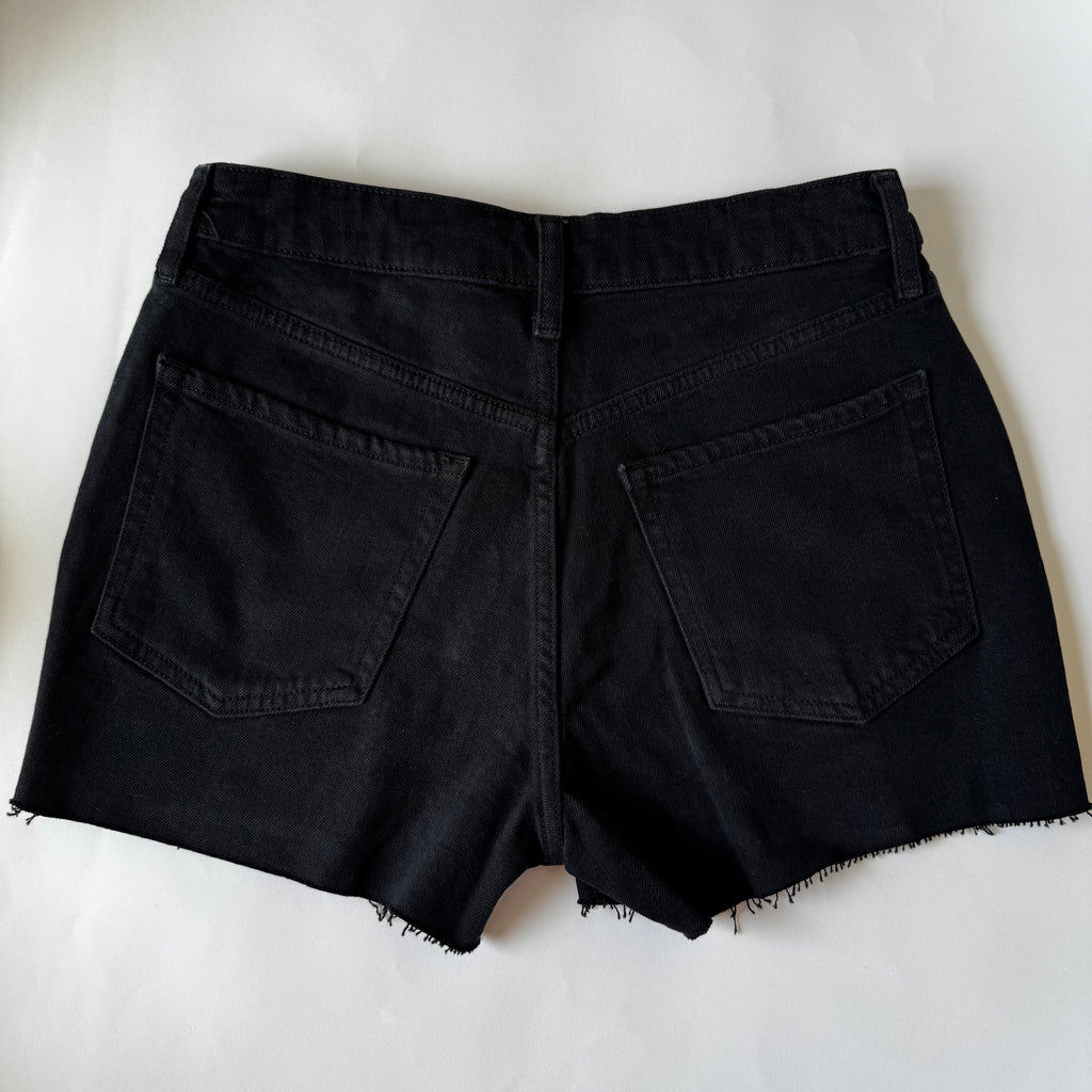 Old Navy Shorts Women's Size 4 ‘OG Straight’ High Rise Black Jean Denim Roll Hem
