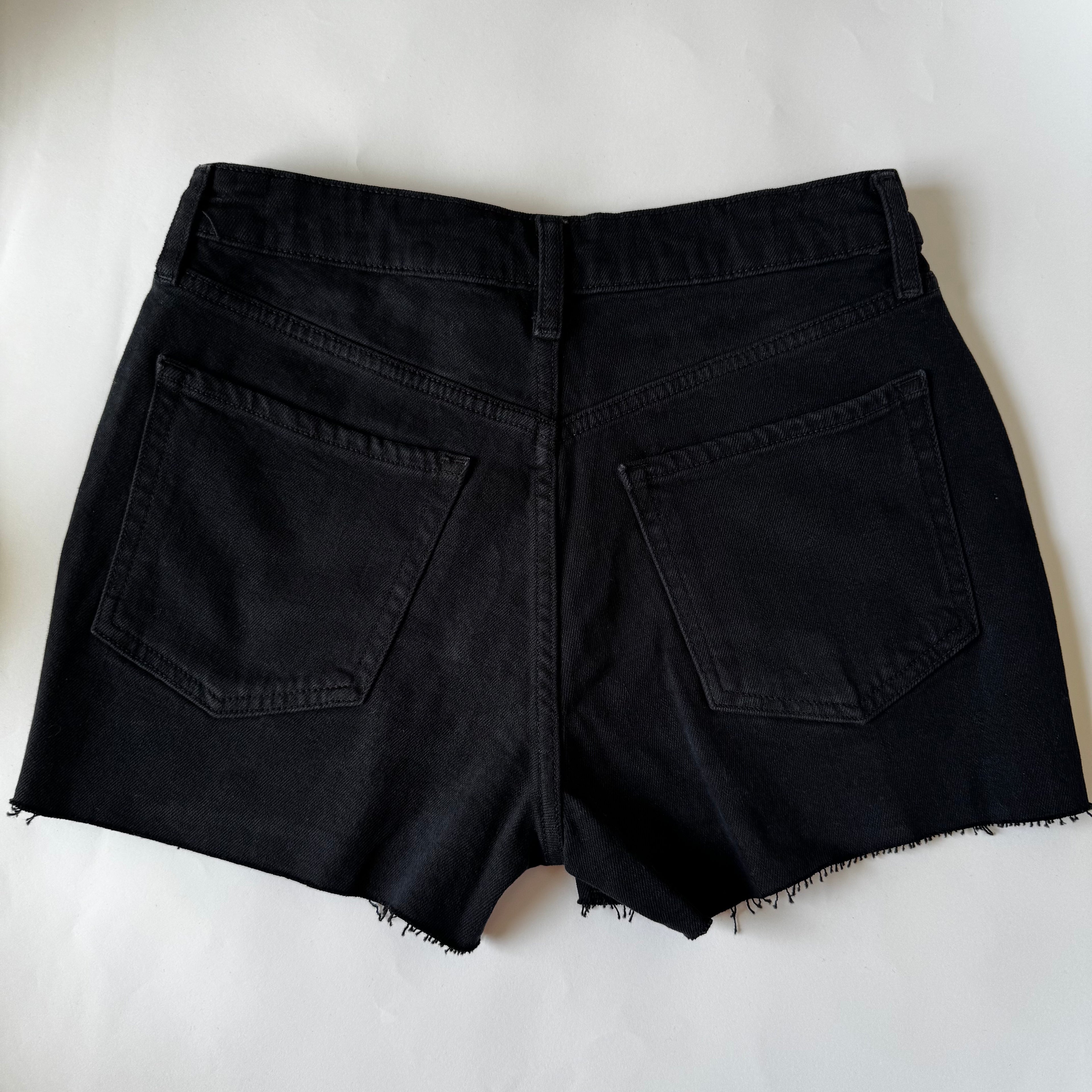 Old Navy Shorts Women's Size 4 ‘OG Straight’ High Rise Black Jean Denim Roll Hem