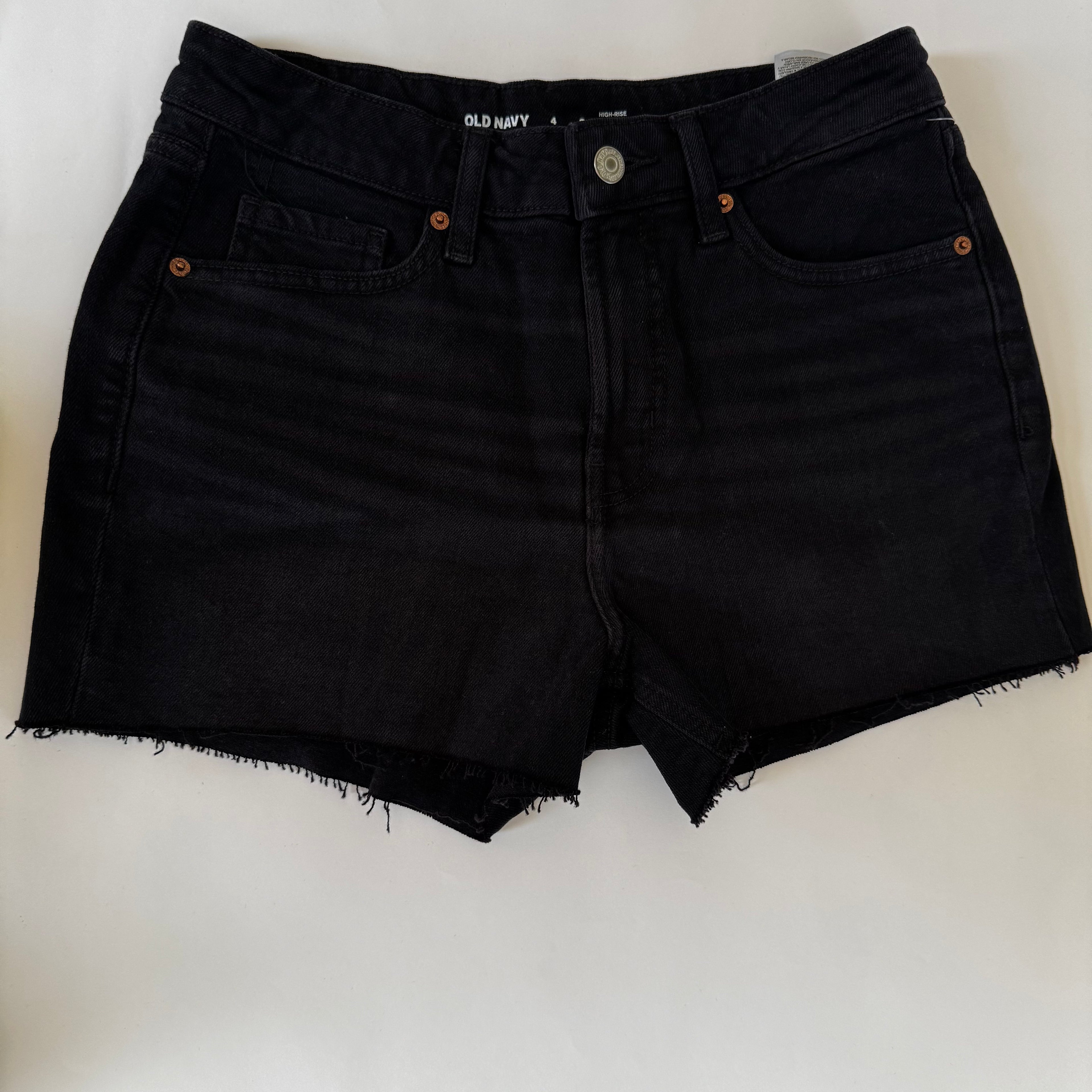 Old Navy Shorts Women's Size 4 ‘OG Straight’ High Rise Black Jean Denim Roll Hem