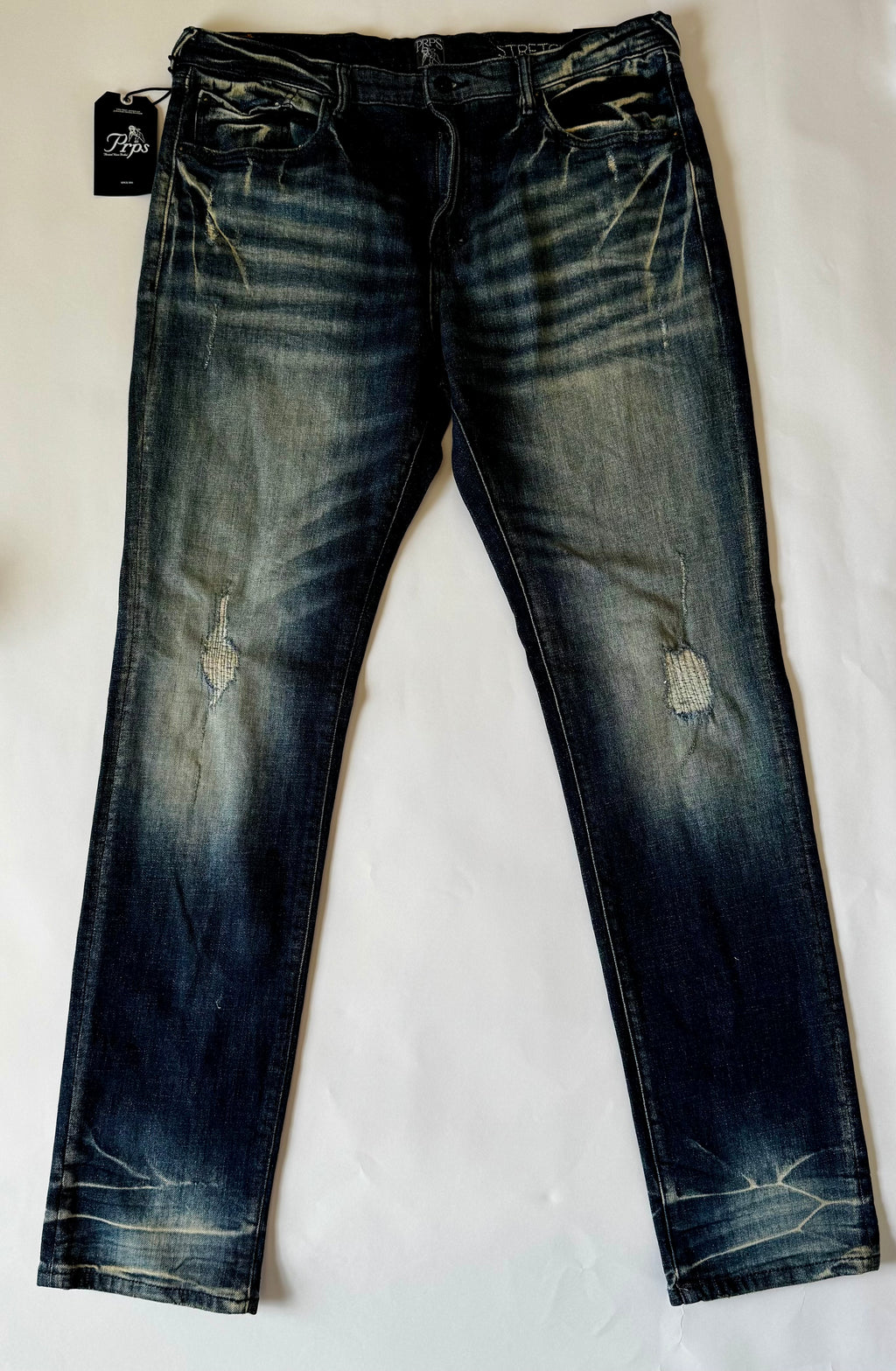 Prps Le Sabre Stretch Slim Fit Jeans Men's 36 Distressed Vintage Blue