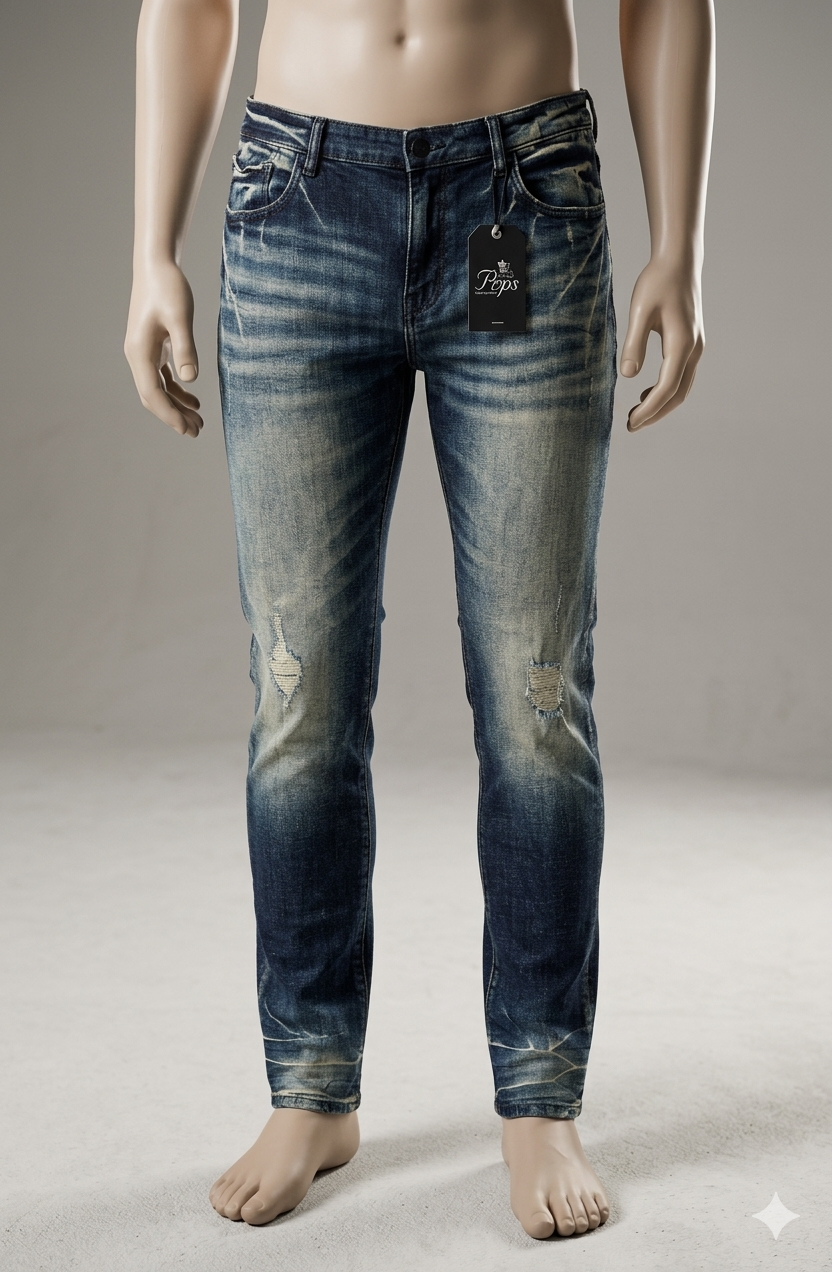 Prps Le Sabre Stretch Slim Fit Jeans Men's 36 Distressed Vintage Blue