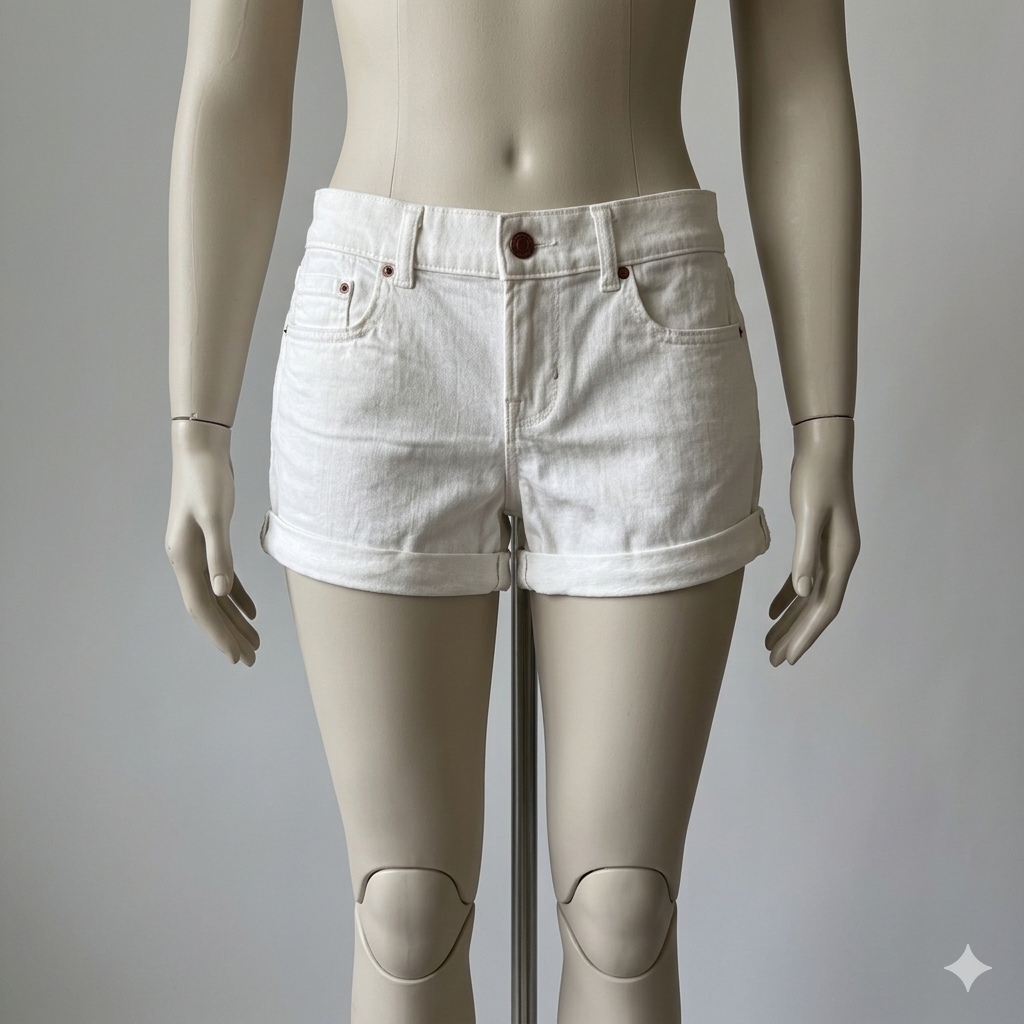 Old Navy Shorts Women's Size 4 ‘OG Straight’ High RiseWhite Jean Denim Roll Hem