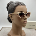 Slim Cat Eye Sunglasses With Braided Chain Link Metal Temples in Chattannooga,TN