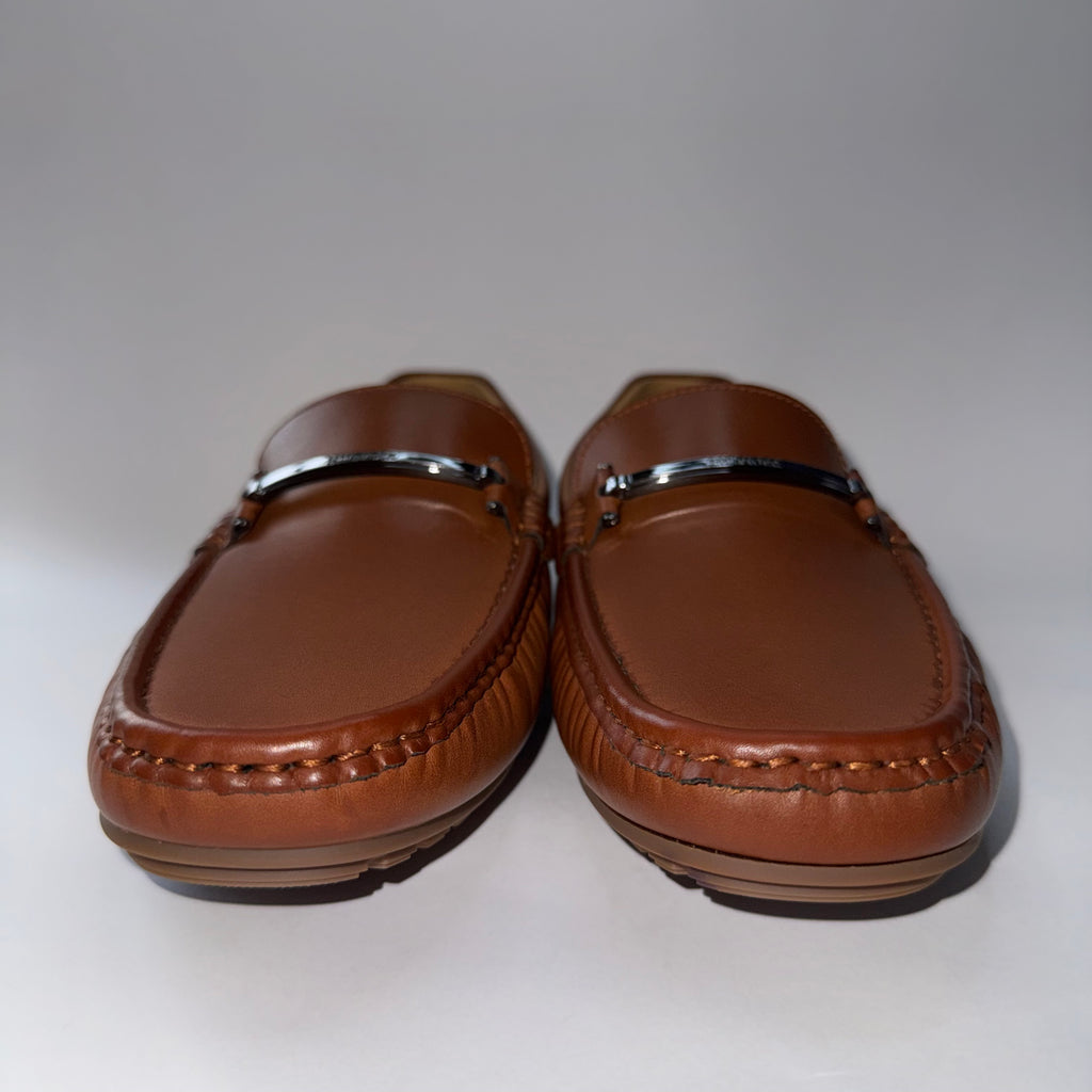 Tommy Hilfiger Loafers Men Shoes Brown Leather Slip On Size 8