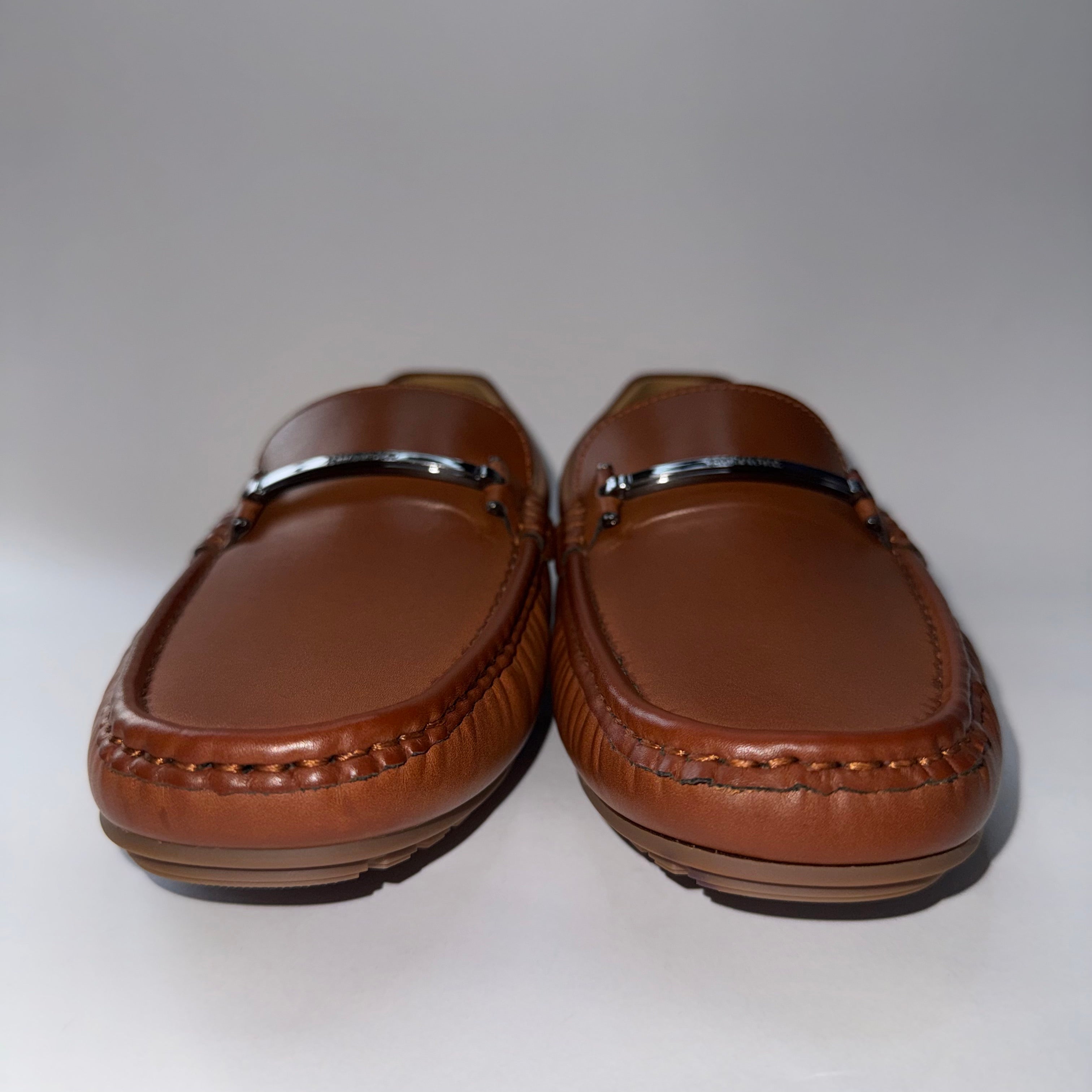 Tommy Hilfiger Loafers Men Shoes Brown Leather Slip On Size 8