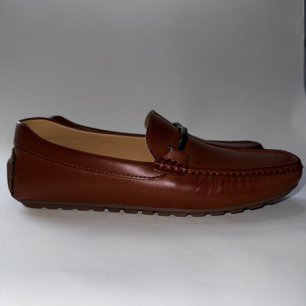 Tommy Hilfiger Loafers Men Shoes Brown Leather Slip On Size 8
