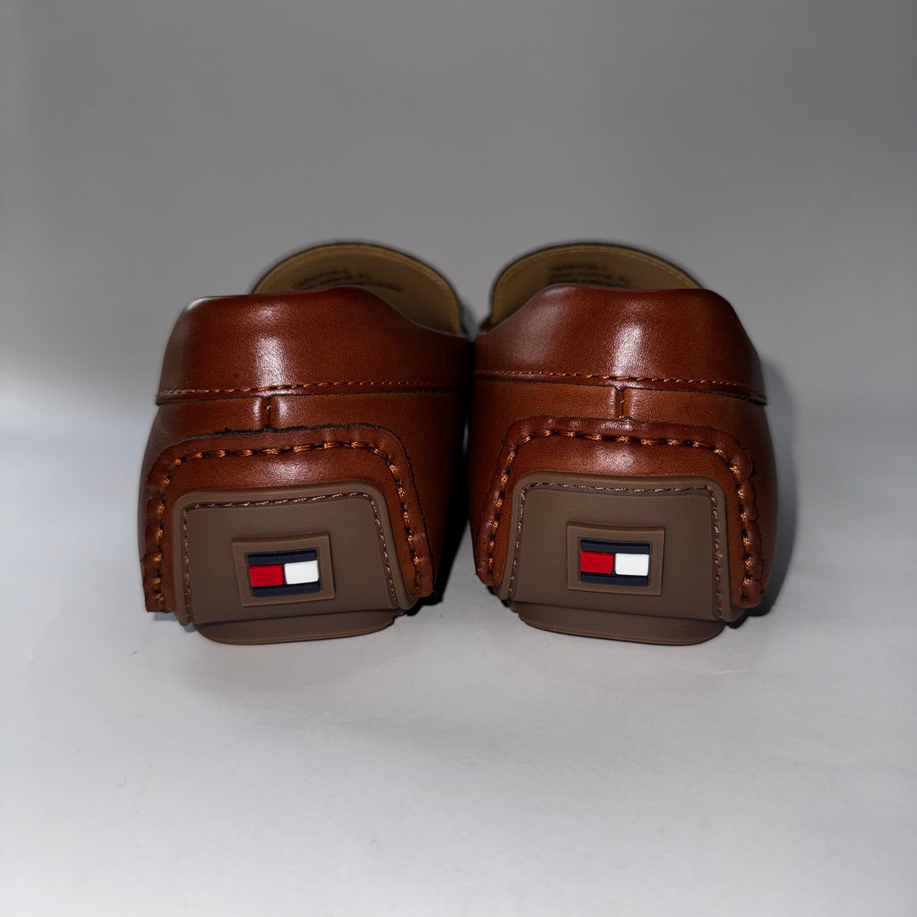 Tommy Hilfiger Loafers Men Shoes Brown Leather Slip On Size 8