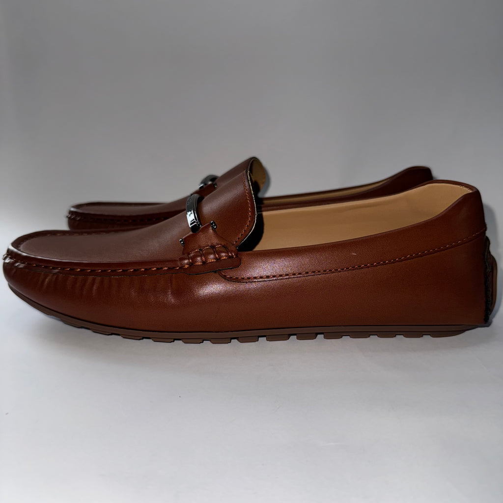 Tommy Hilfiger Loafers Men Shoes Brown Leather Slip On Size 8
