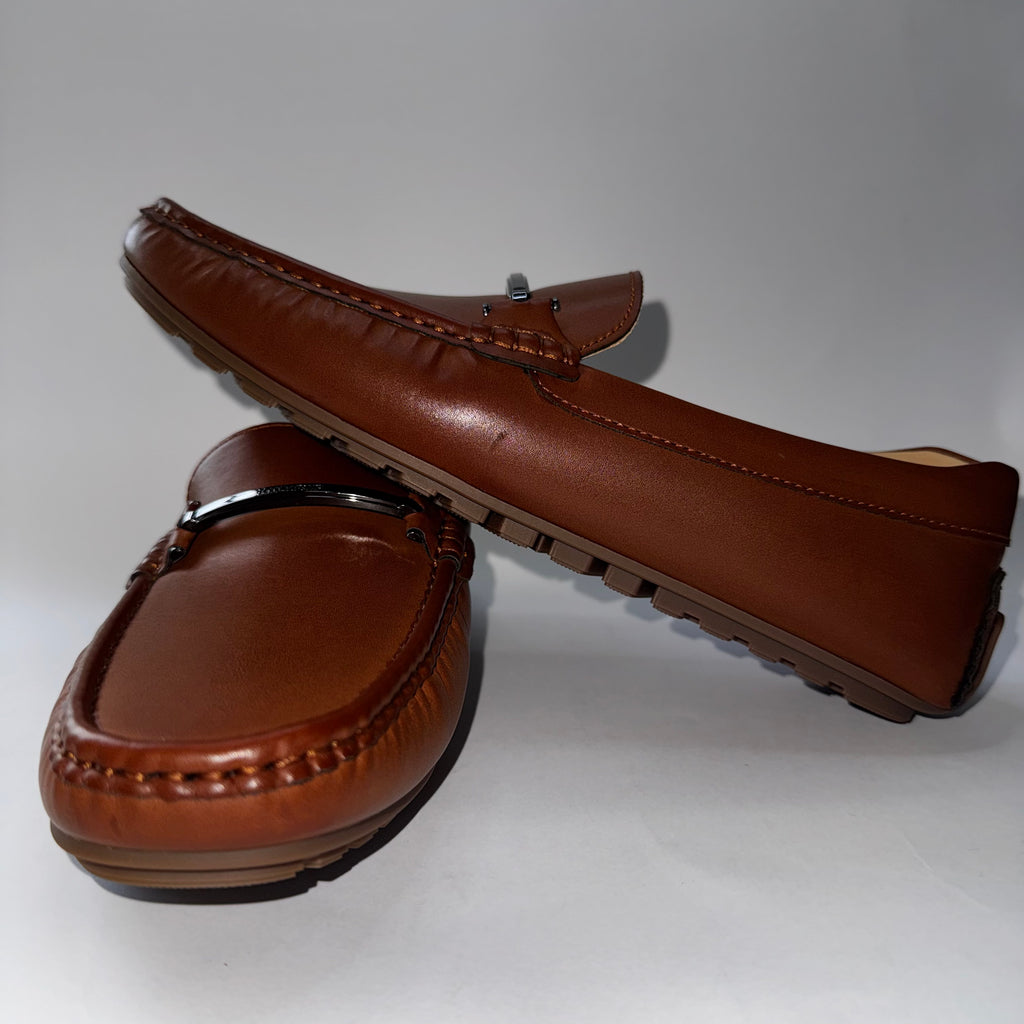 Tommy Hilfiger Loafers Men Shoes Brown Leather Slip On Size 8