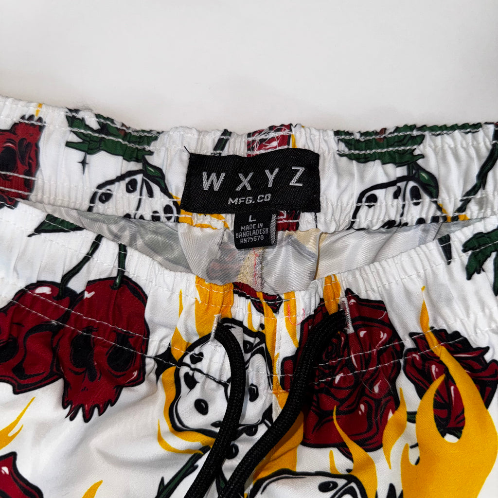 WXYZ Men's Skul,Flame, and Palm Tree Print Swim Trunks Short Size L