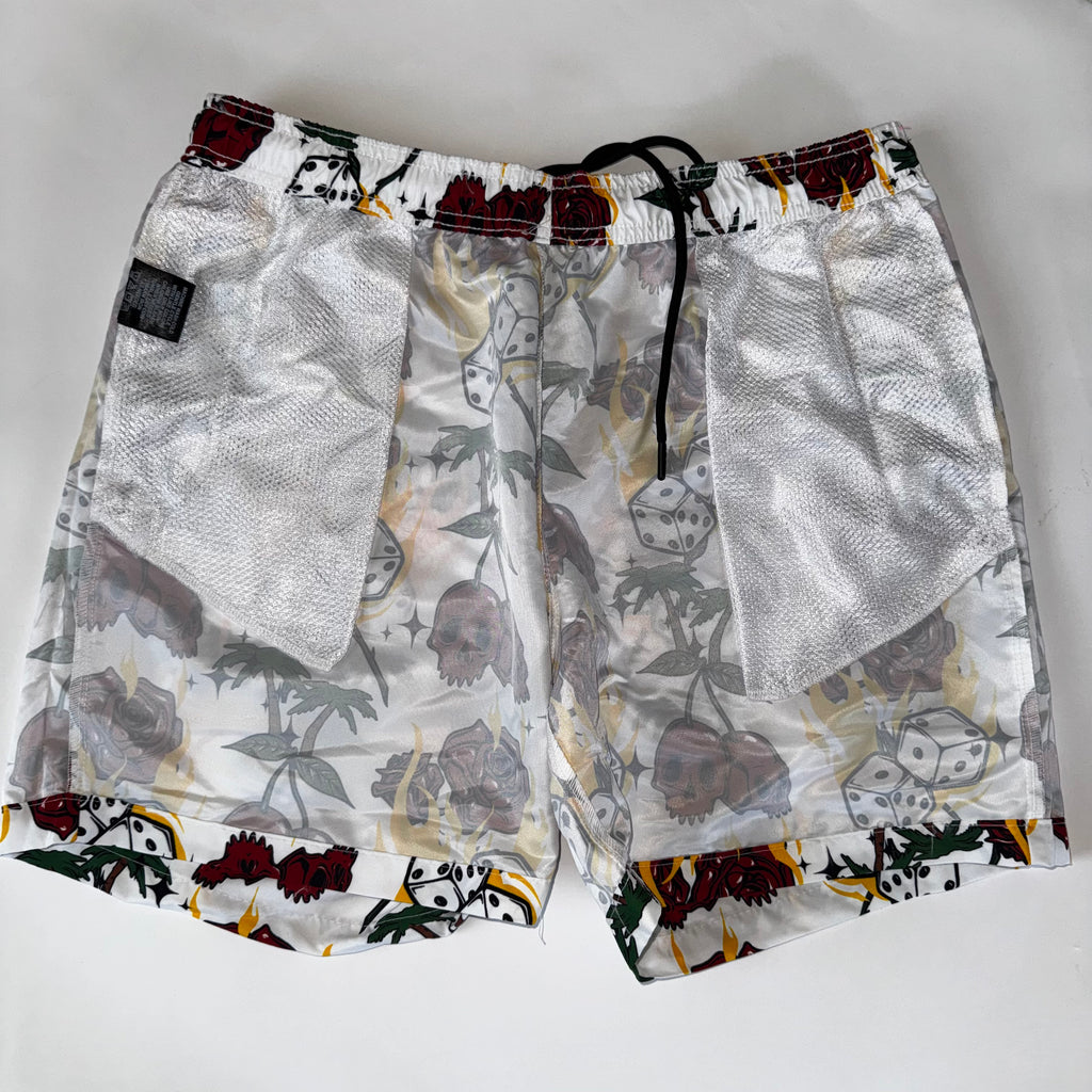 WXYZ Men's Skul,Flame, and Palm Tree Print Swim Trunks Short Size L