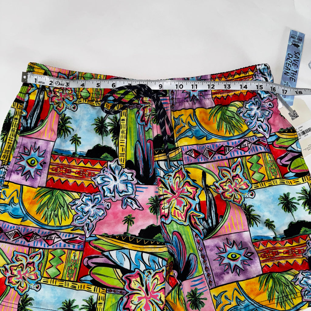 Spicy Tuna Swim Short/Trunks Mens Large Lined Palm Tree All over Water