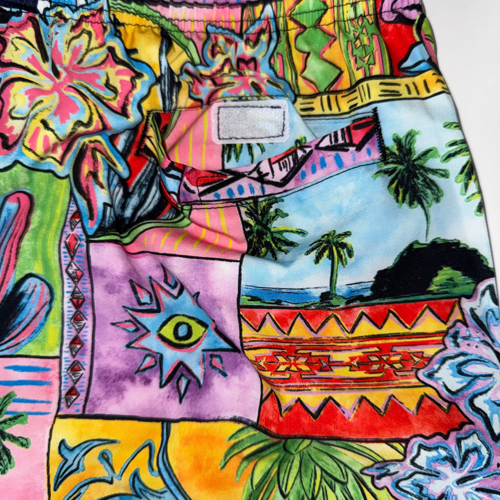 Spicy Tuna Swim Short/Trunks Mens Large Lined Palm Tree All over Water