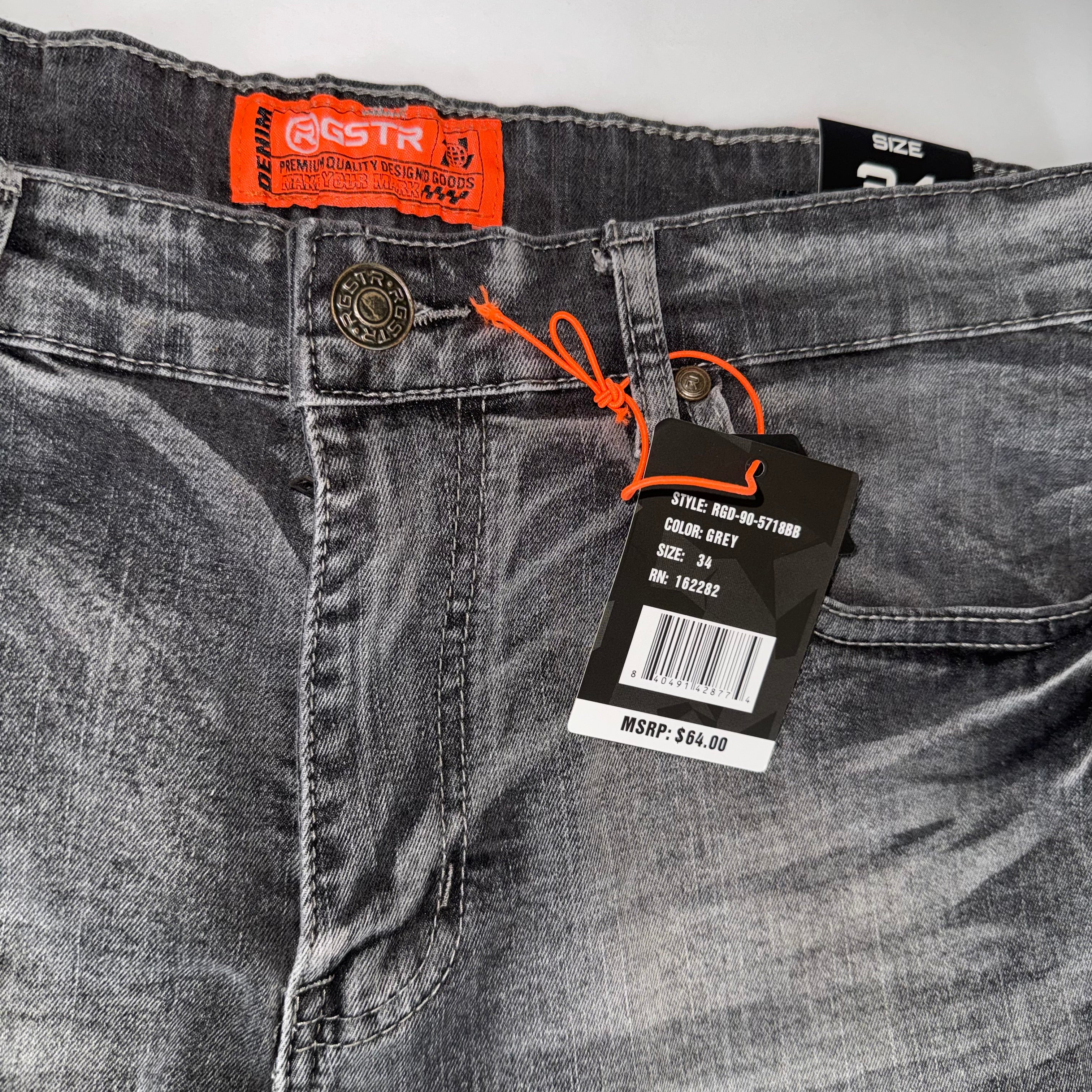 GSTR Distressed Denim With Patches and Graphic Designs, Gothic Style 34x32