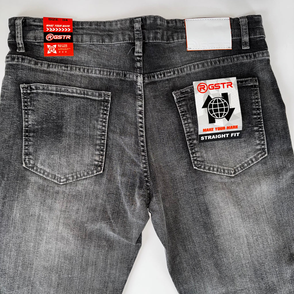 GSTR Distressed Denim With Patches and Graphic Designs, Gothic Style 34x32