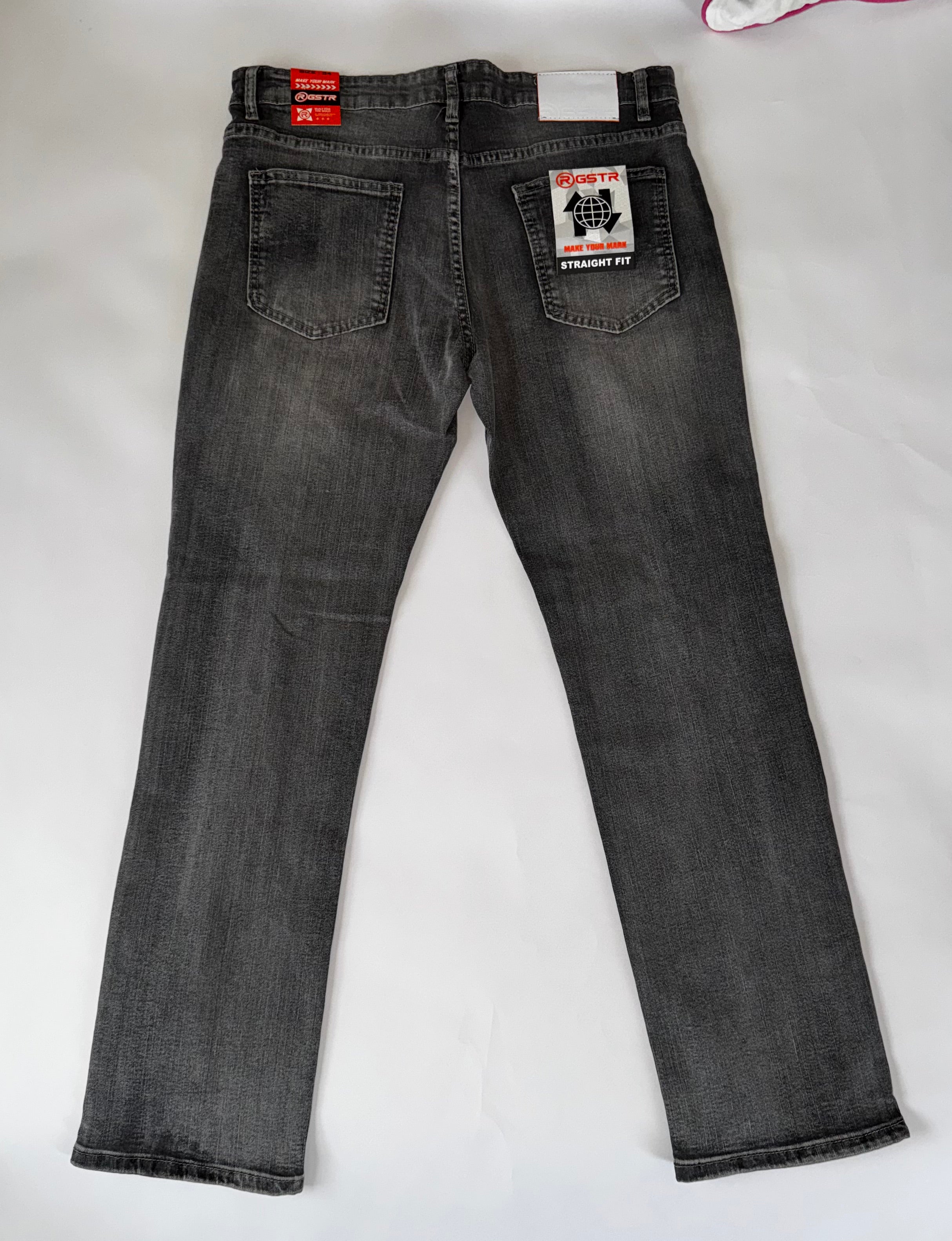 GSTR Distressed Denim With Patches and Graphic Designs, Gothic Style 34x32