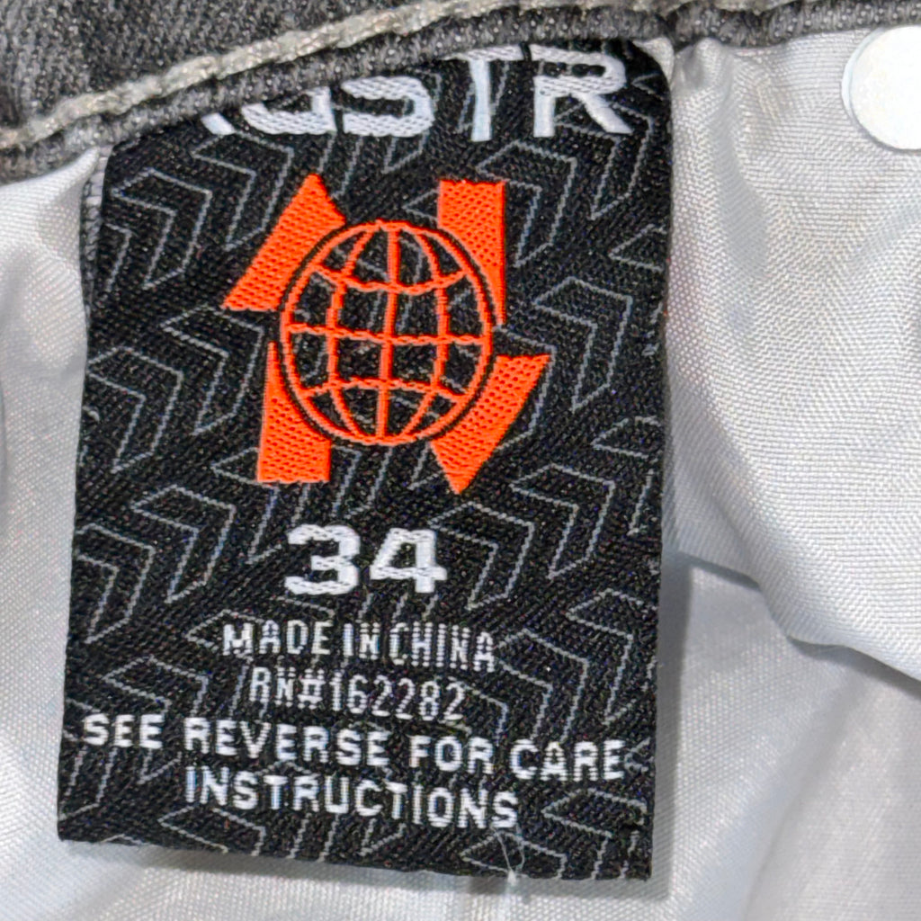 GSTR Distressed Denim With Patches and Graphic Designs, Gothic Style 34x32