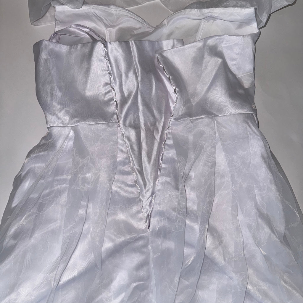 Wedding Dress White Satin and Tulle Halter Neck Tea-Lenght Size 16