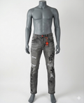 GSTR Distressed Denim With Patches and Graphic Designs, Gothic Style 34x32