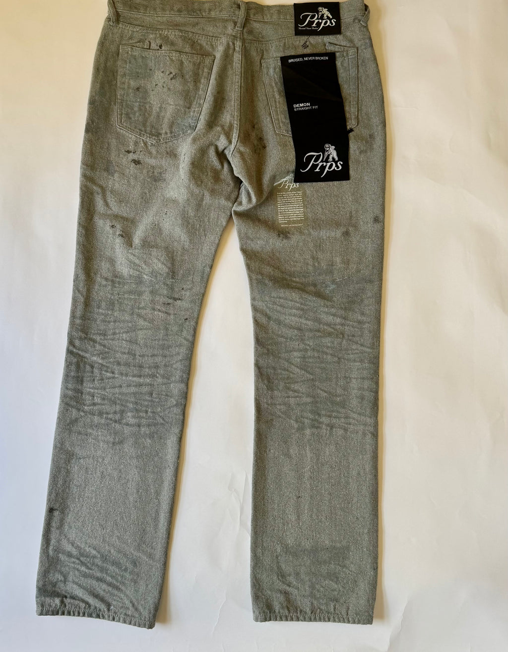 PRPS Demon Straight Fit Jeans Men's  Gray Paint Splatter Premium Denim NWT Size 36