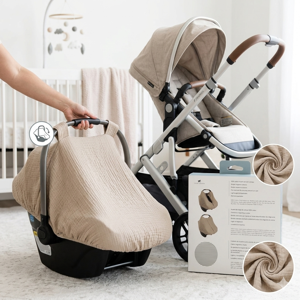 Little Unicorn Baby Car Seat Canopy. Sotf & Breathable Muslin Fabric,Universal.