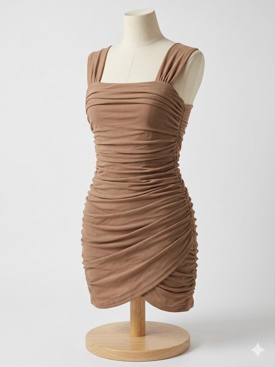 Women's Ruched Wrap Hem Cami Dress Mod Solid, Size L