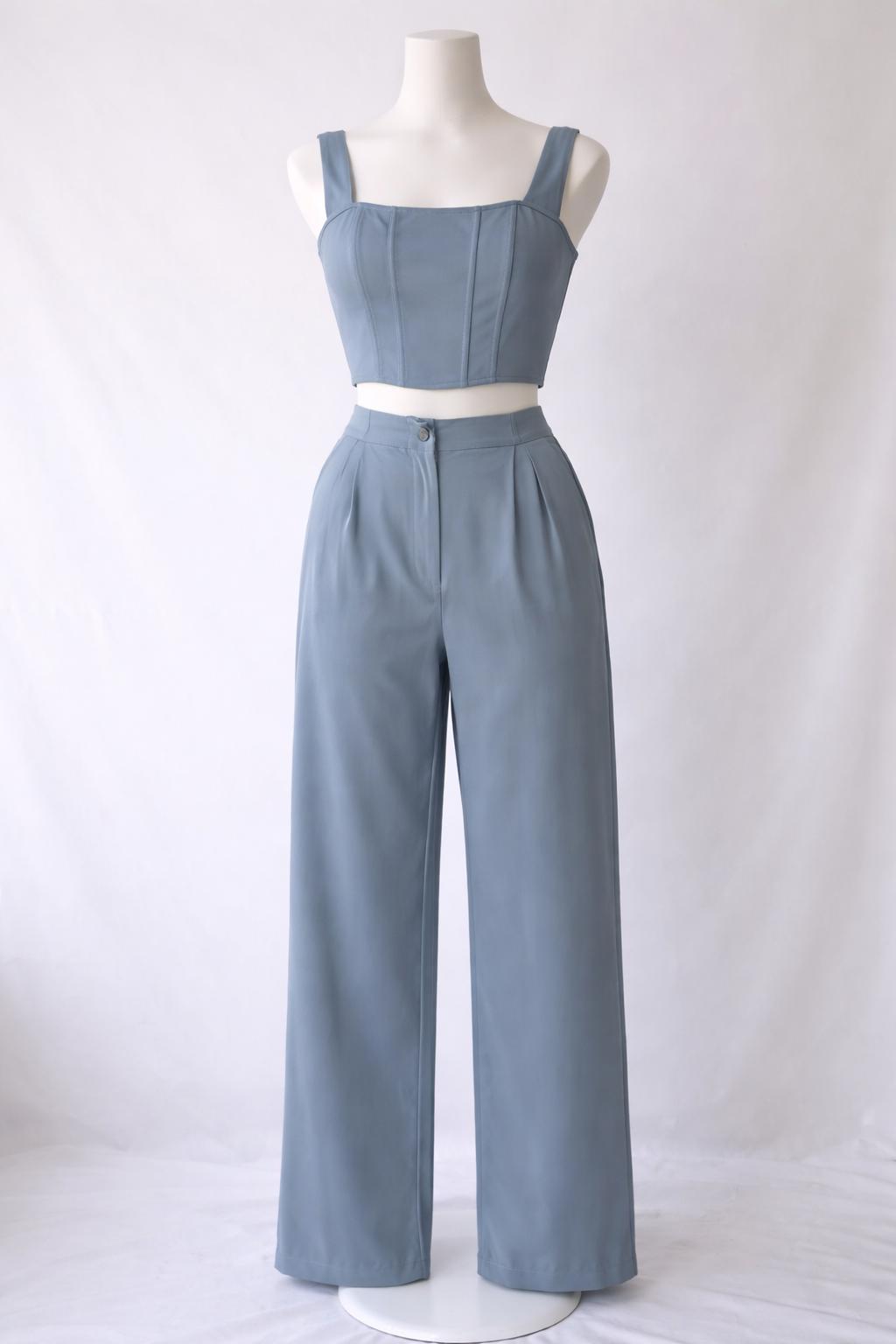 Women's Powder Bleu Set Crafted From Luxurious Imported Polyester Fashion Nova L