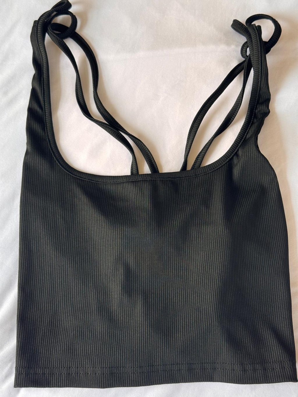 Women's Lace Up Back Crop Cami Top ,Color Black,Size L
