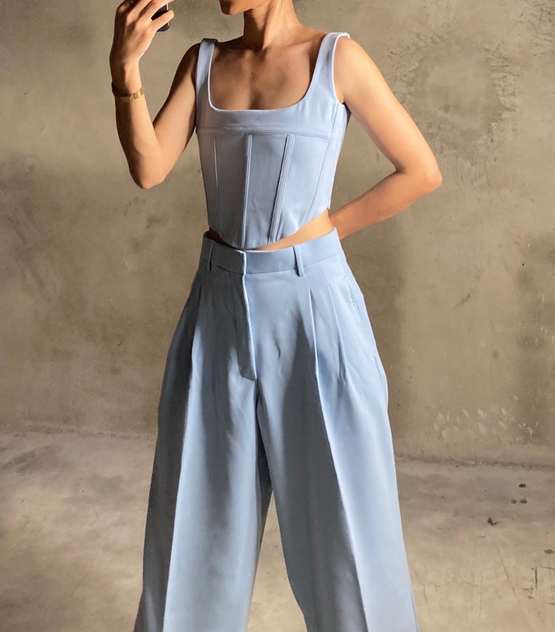 Women's Powder Bleu Set Crafted From Luxurious Imported Polyester Fashion Nova L