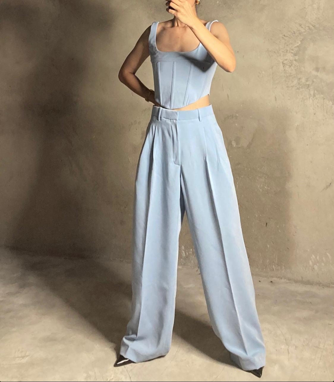 Women's Powder Bleu Set Crafted From Luxurious Imported Polyester Fashion Nova L