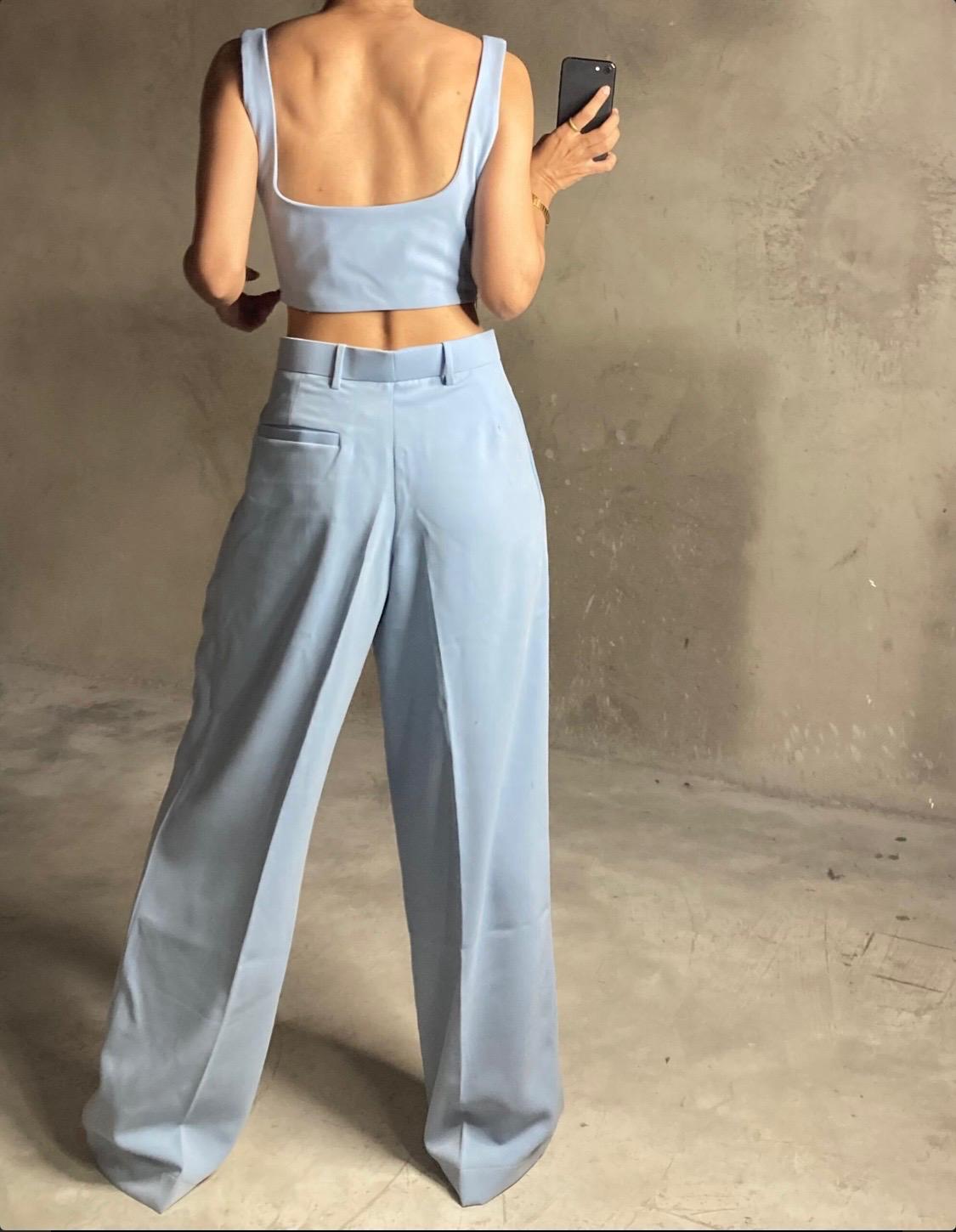 Women's Powder Bleu Set Crafted From Luxurious Imported Polyester Fashion Nova L