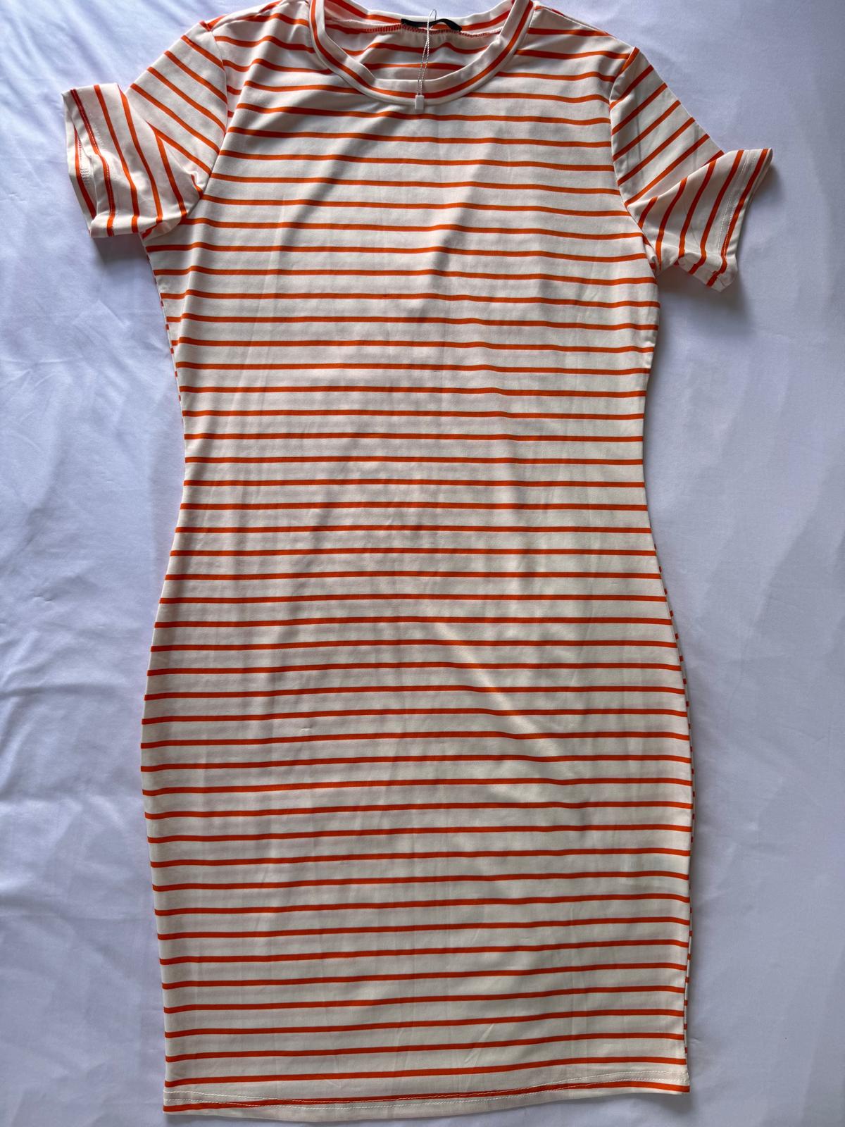 Shift Dress for Women, Striped Crew Neck Bodycon Dress, Size L
