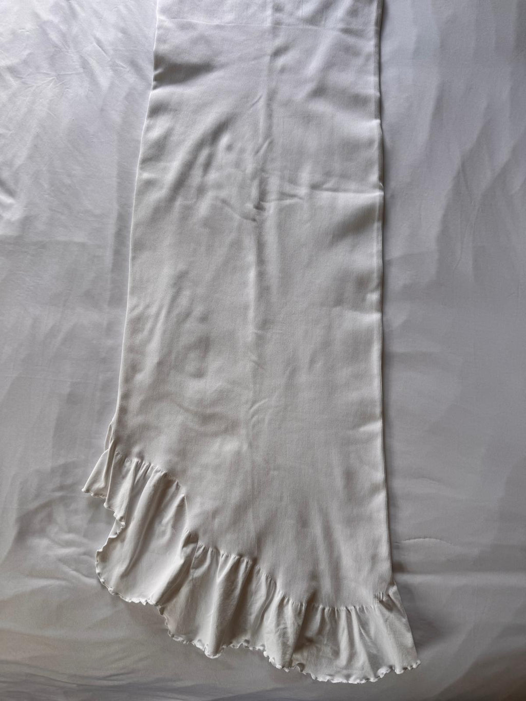 OQQ Ribbed Asymmetrical Ruffle Dress Women's Size XL,Color White