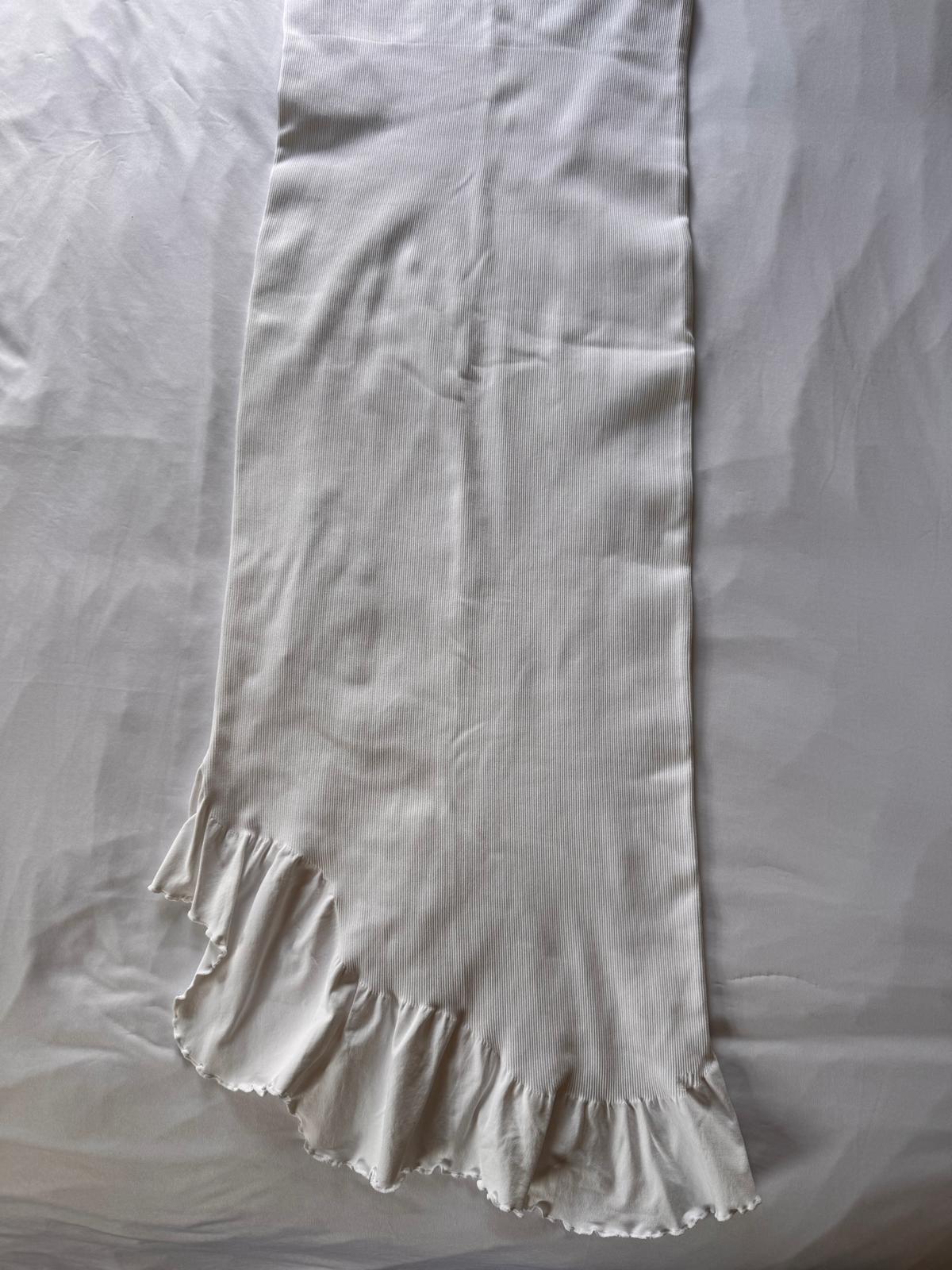 OQQ Ribbed Asymmetrical Ruffle Dress Women's Size XL,Color White