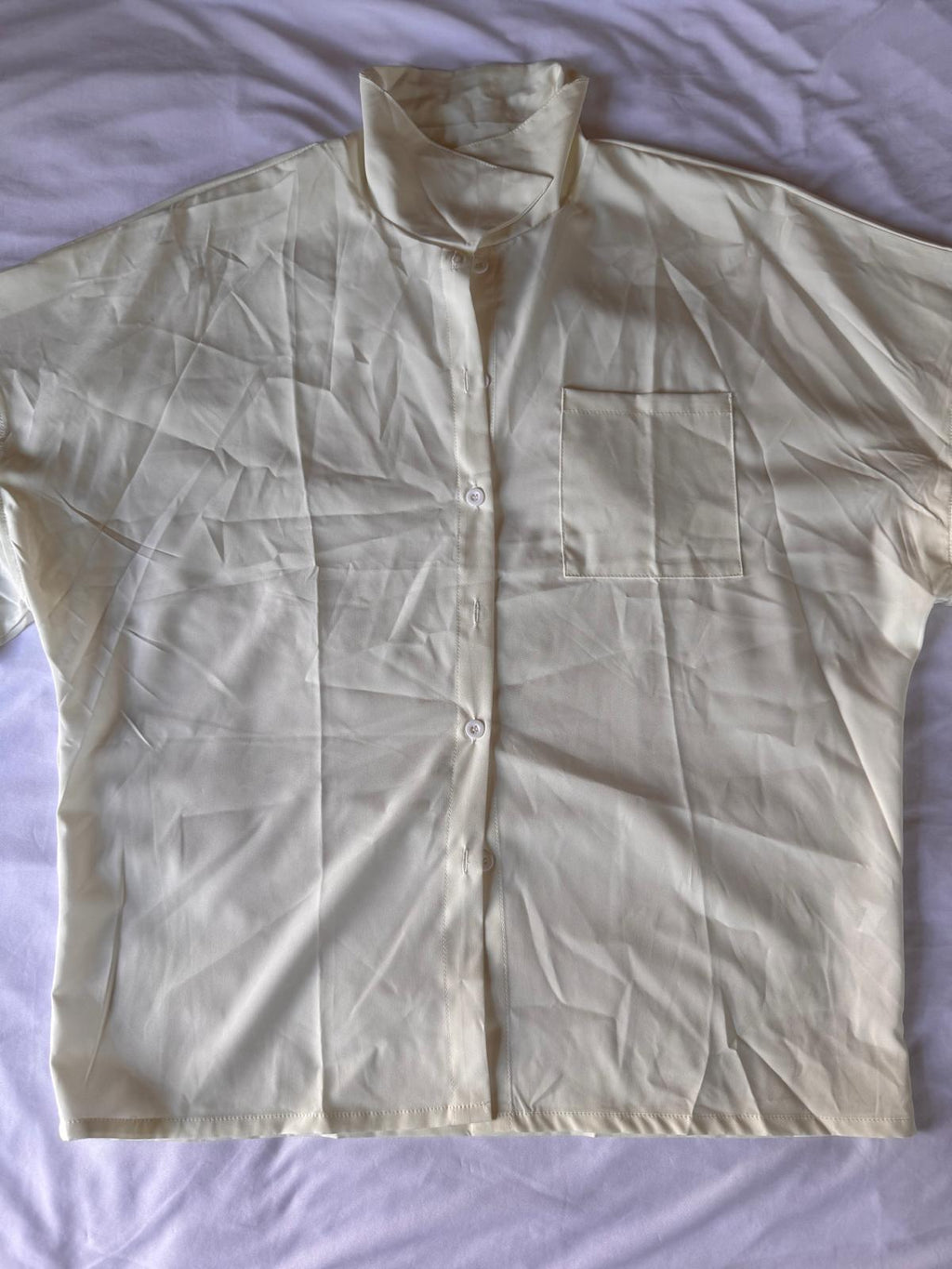 Women's Shirt Shoulder Cut-Out Button Down,Size XL, Color Cream