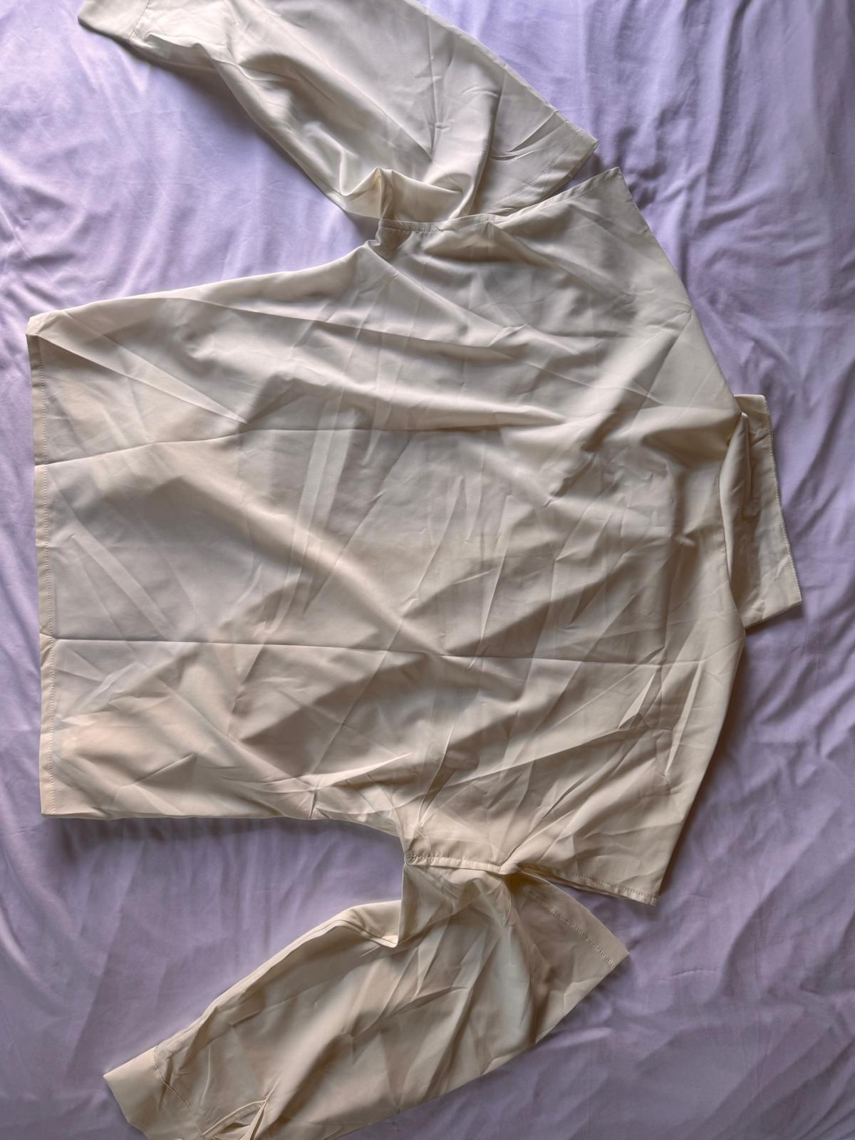 Women's Shirt Shoulder Cut-Out Button Down,Size XL, Color Cream