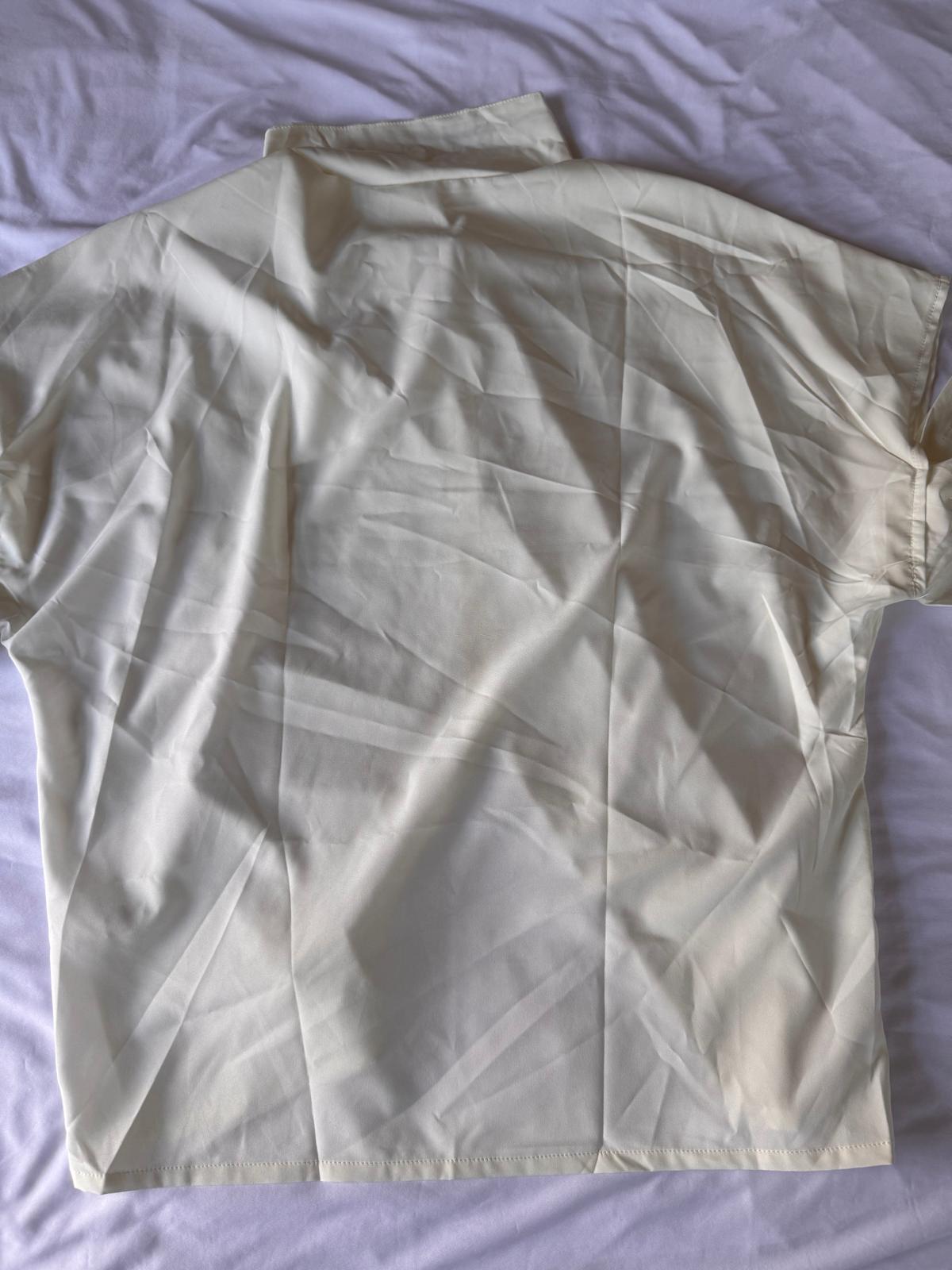 Women's Shirt Shoulder Cut-Out Button Down,Size XL, Color Cream