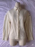 Women's Shirt Shoulder Cut-Out Button Down,Size XL, Color Cream