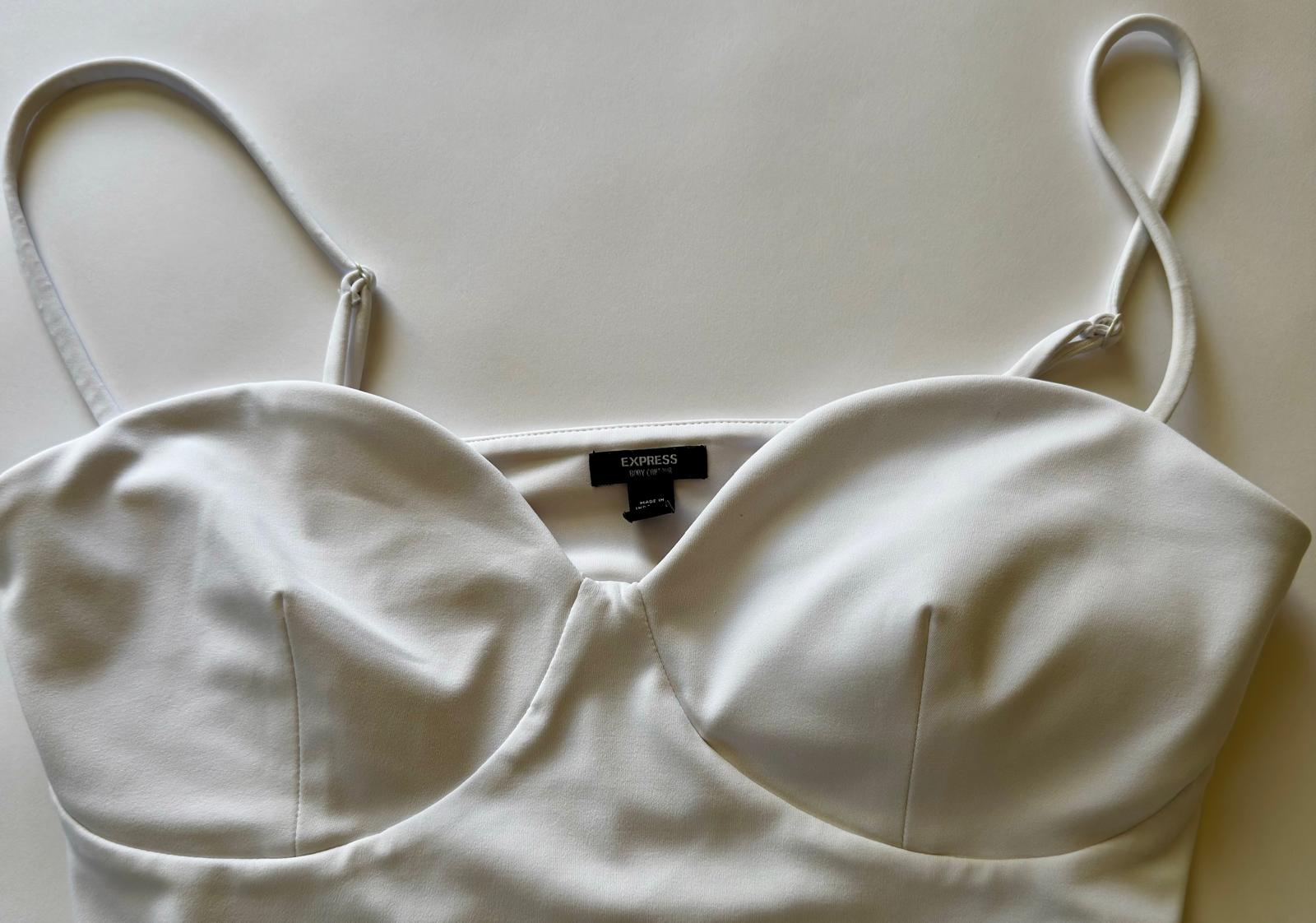 Body Contour High Compression Bustier Bodysuit With Bra Cups, Color White, M