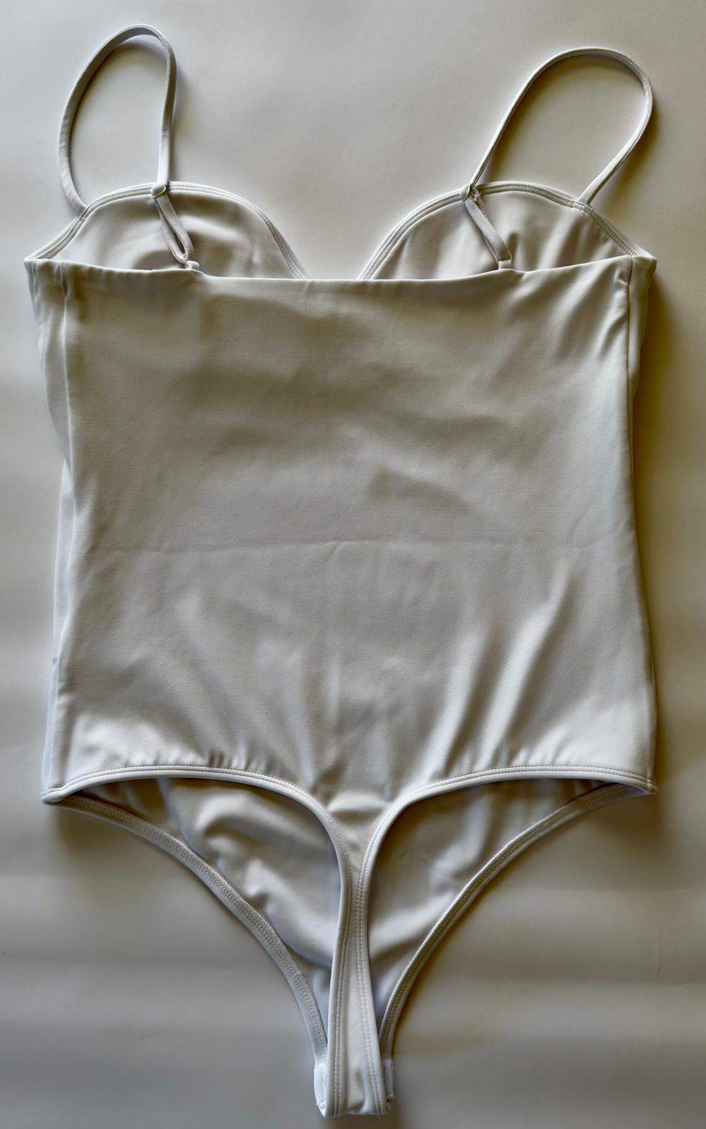 Body Contour High Compression Bustier Bodysuit With Bra Cups, Color White, M