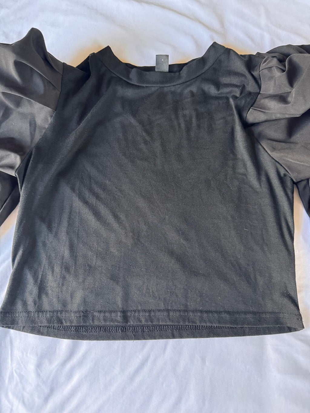 Women's Puff Sleeve Tops Crewneck Slim Fit Party Blouse, Size L