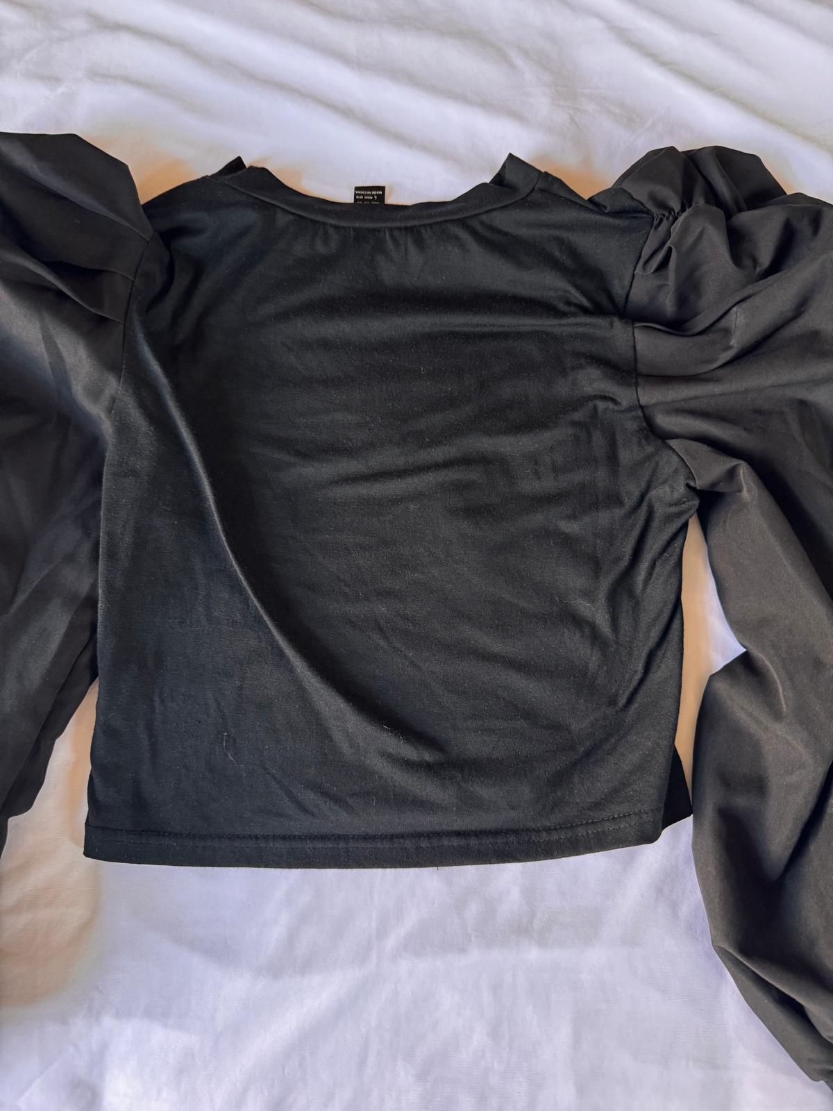 Women's Puff Sleeve Tops Crewneck Slim Fit Party Blouse, Size L