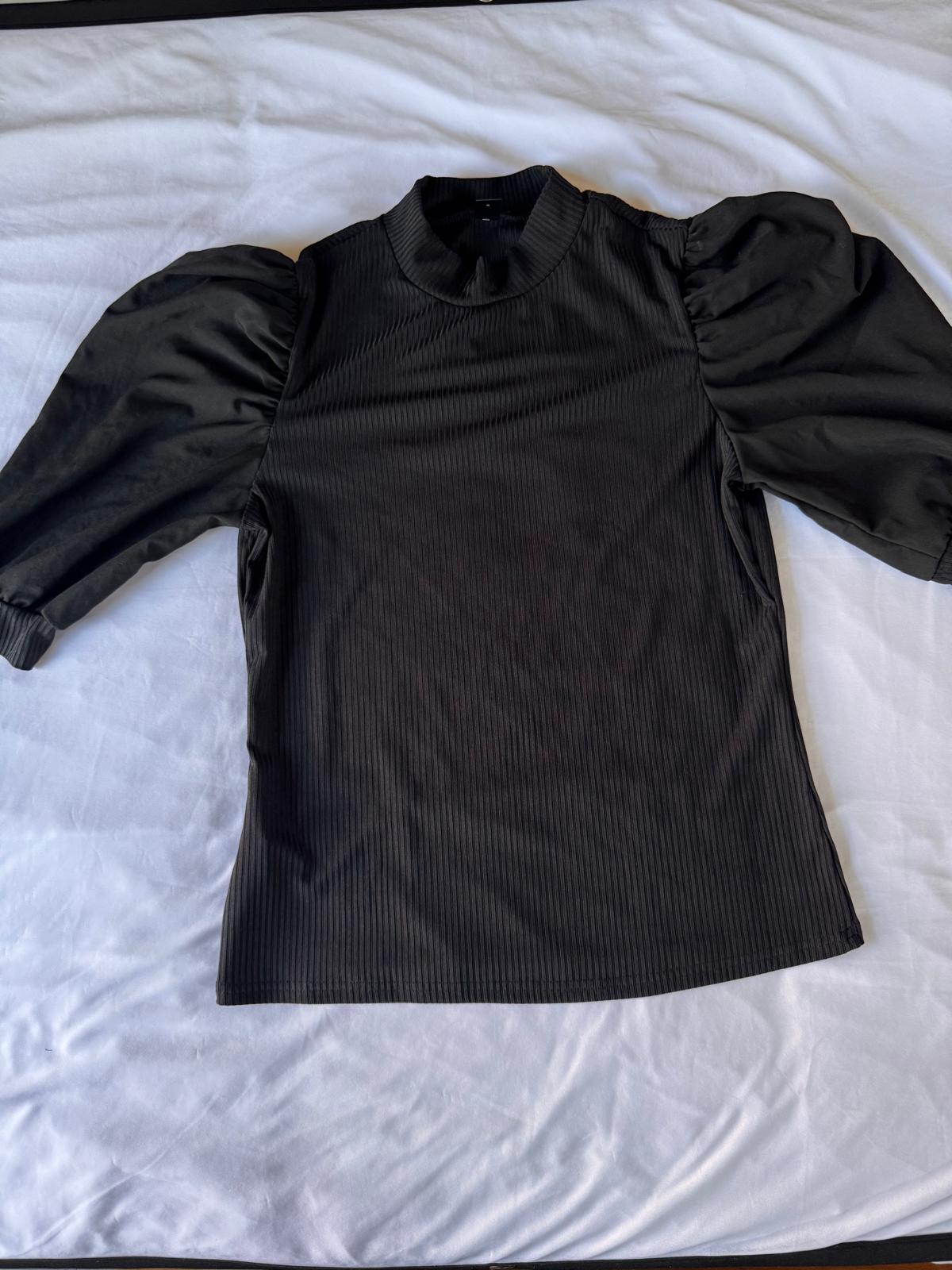 Women's Puff Sleeve Tops Crewneck Ribbed Slim Fit Party Blouse, Size XL