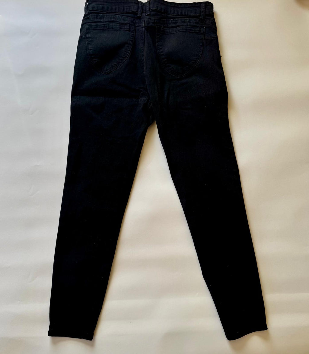 Fashion Nova Jeans Women Size 13 Black Skinny Distressed Stretch, Style P9723B