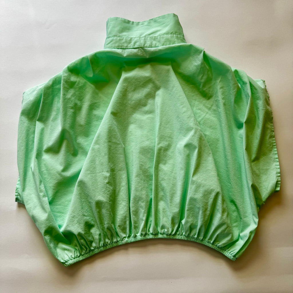 Forever 21 Short-Sleeve Button Blouse Light green,Elasticized Waistband, Size L
