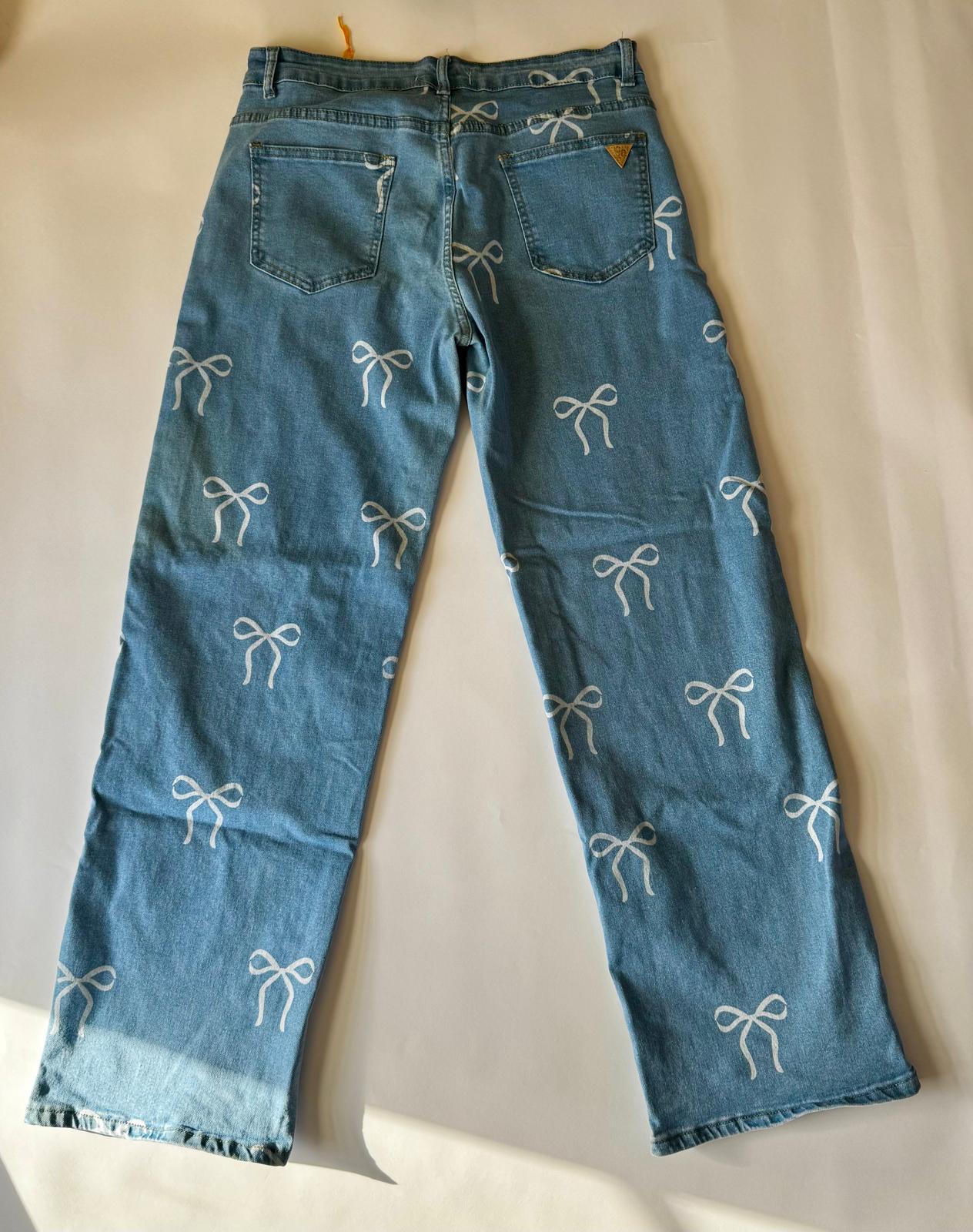 Celebrity Ace Women's Wide Leg Cargo Jeans,Color Medium Bleu, Size 13/31