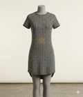 Houndstooth Print Fitted Dress, Suitable For Commuting,Size XXL