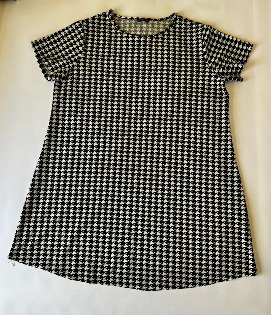 Houndstooth Print Fitted Dress, Suitable For Commuting,Size XXL