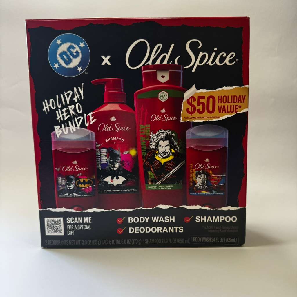 Old Spice x DC Comics Body Wash, Shampoo, & 2 Deodorants Holiday Hero Bundle